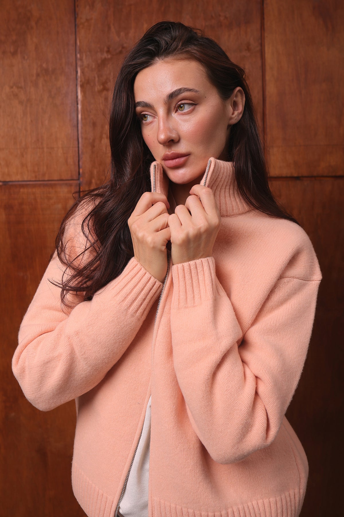 Кофта Zip кашемірова персикова